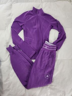stella mccartney adidas Track Suit Purple Jogger Pants And Jacket Sz 2xs